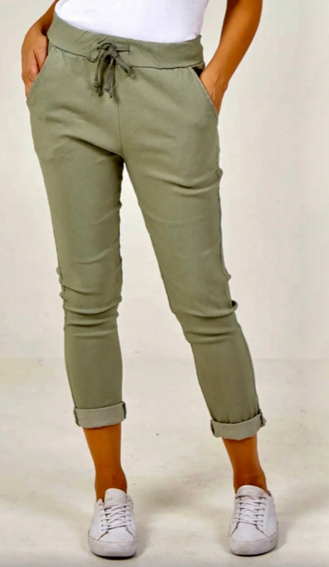 Mea -   Magic Stretch Khaki Jogger With Elastic Waist