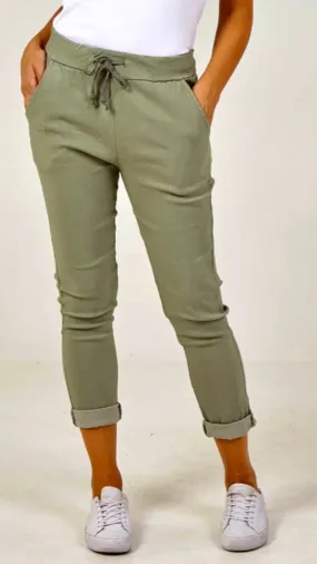 Mea -   Magic Stretch Khaki Jogger With Elastic Waist