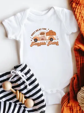 Meet Me At The Pumpkin Patch Short Sleeve Bodysuit, White