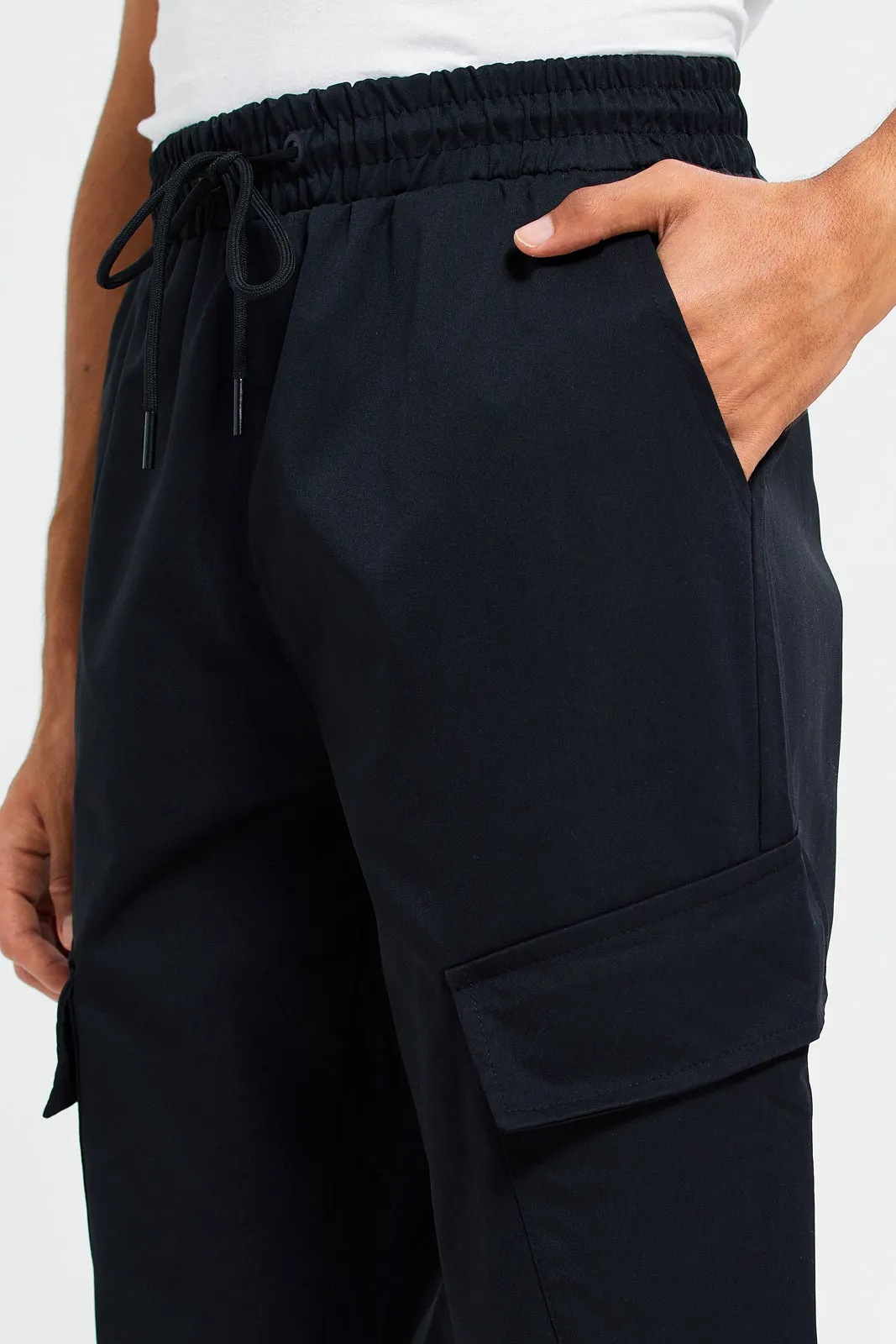 Men Black Cargo Joggers