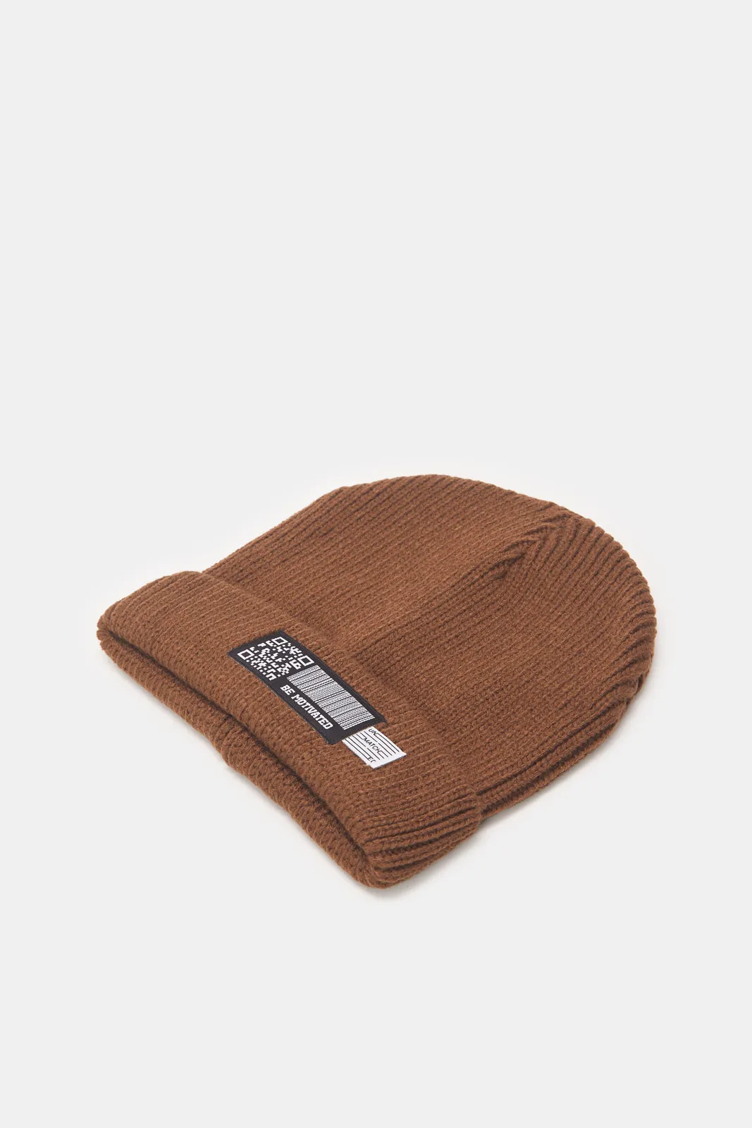 Men Brown And Black Knitted Cap Set (2 Piece)