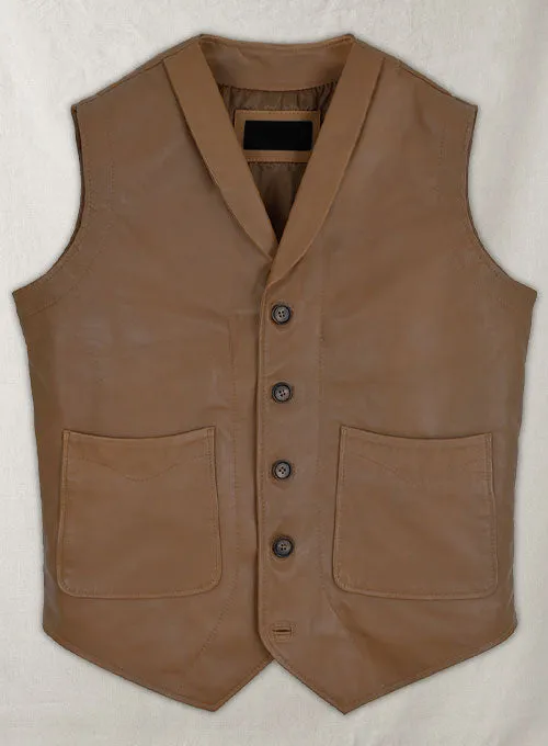 Men’s Brown Leather Biker Vest