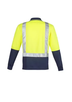 Mens Hi Vis Spliced Polo - Long Sleeve Shoulder Taped