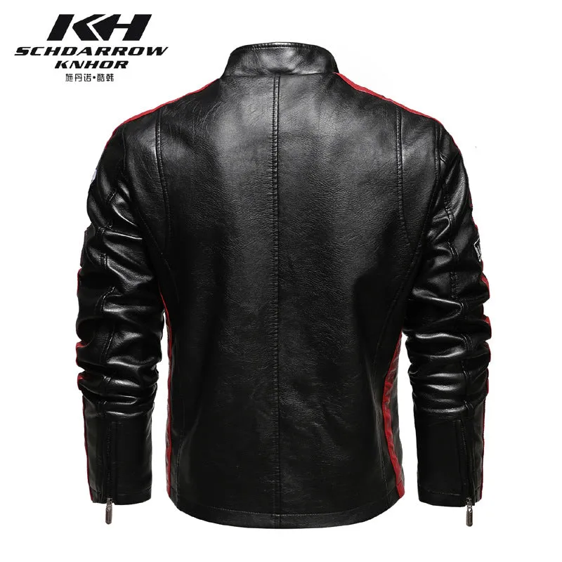 Men's PU Jacket Stand Collar Multi Pocket Jumper Blazer Faux Leather Jacket | KH-188