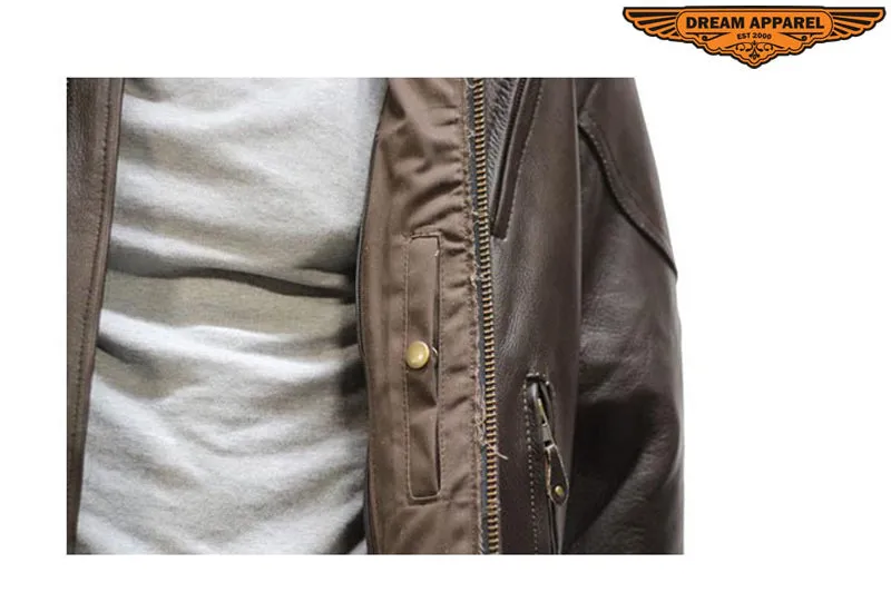 Mens Retro Brown Leather Jacket