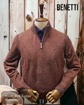 Mens RUST Quarter Zip BROSNA Pullover