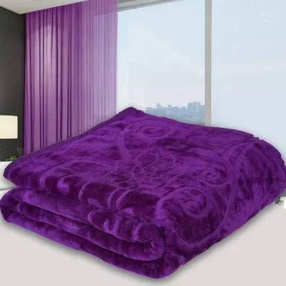 MICROBOOTH Purple Double Bed Blanket King Size Heavy Winter Mink Soft AC Room Fleece All Weather Warm kambal Panipat MadeIN India(85x100) (Purple, Double, lightweight)