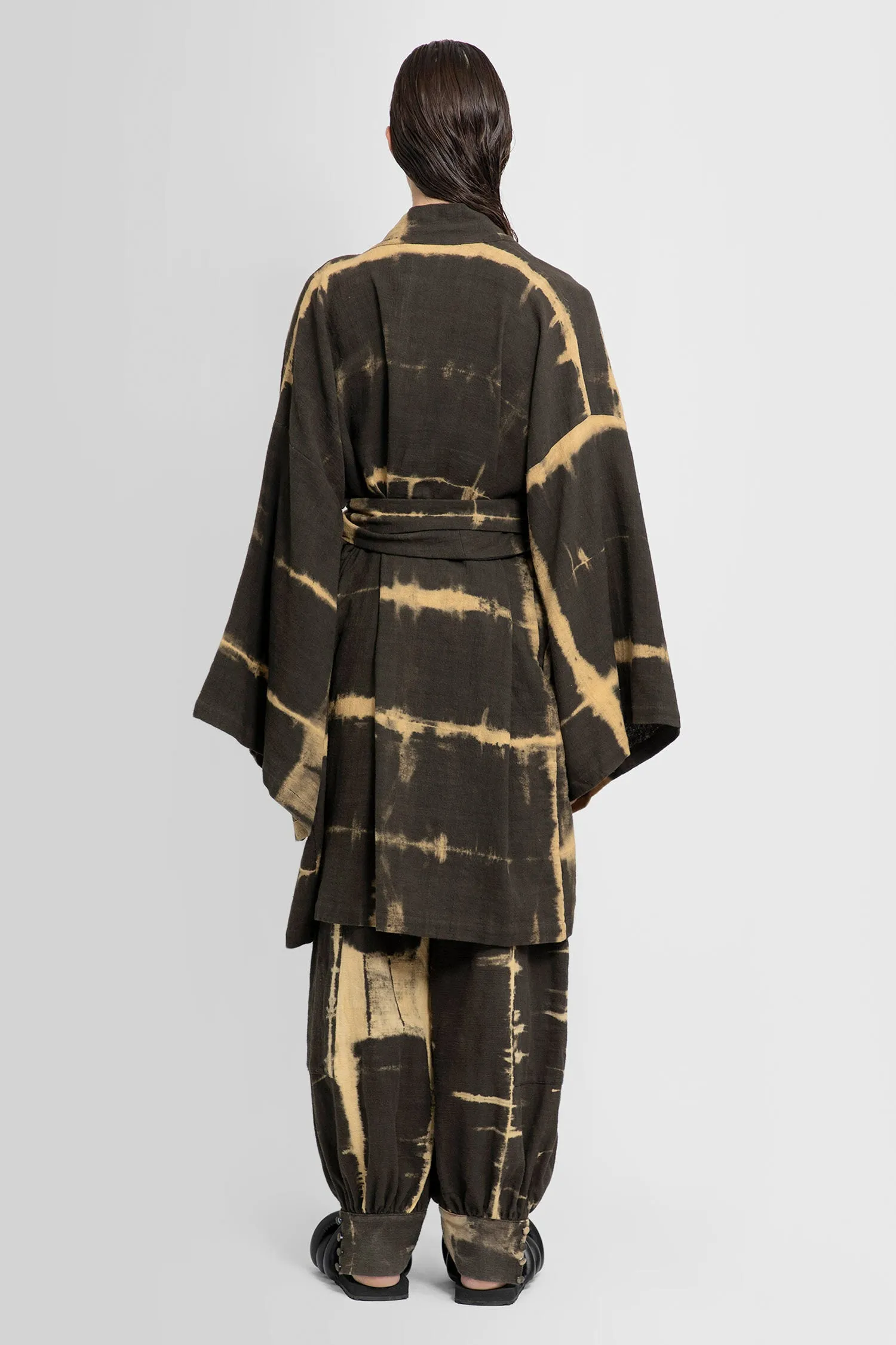 Midi Kimono in Black Natural Dye Cotton