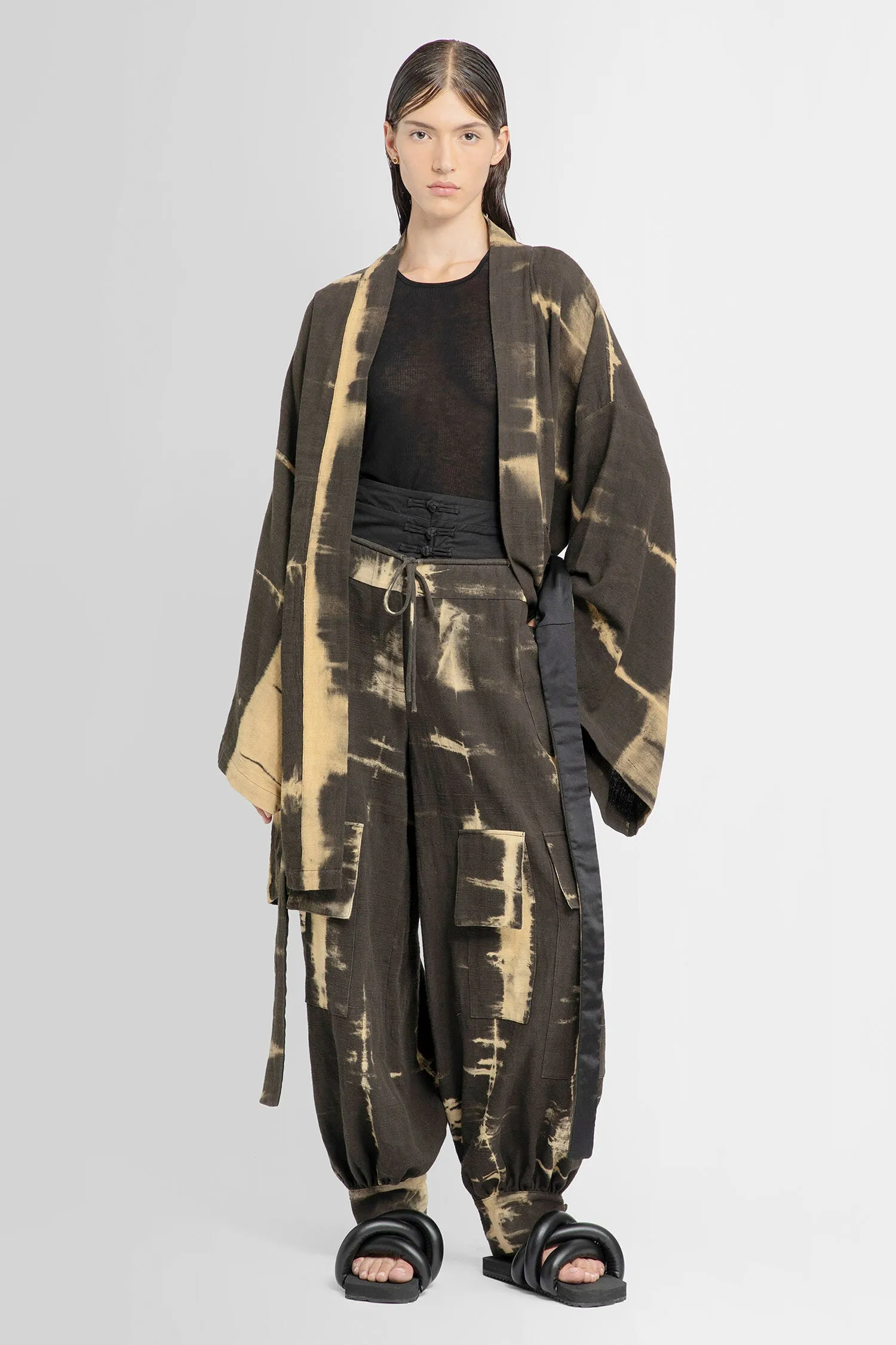 Midi Kimono in Black Natural Dye Cotton