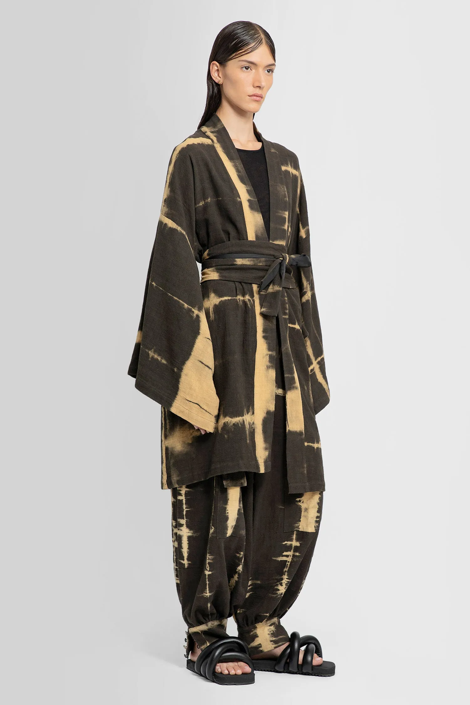 Midi Kimono in Black Natural Dye Cotton