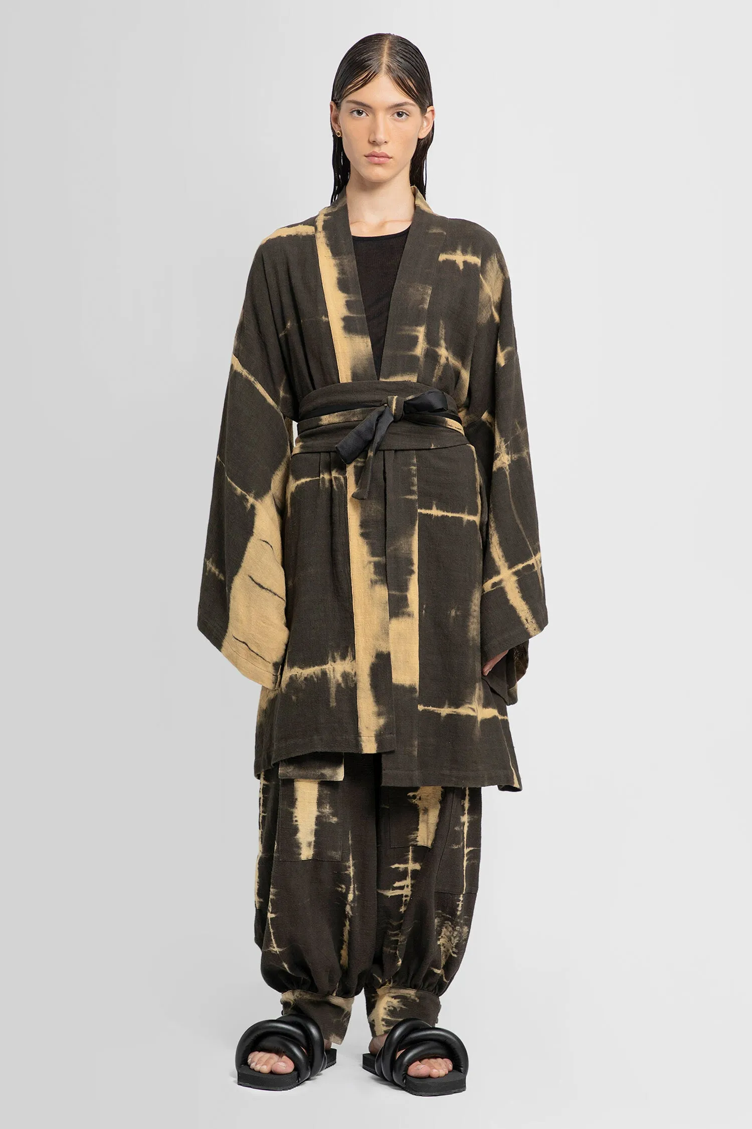 Midi Kimono in Black Natural Dye Cotton