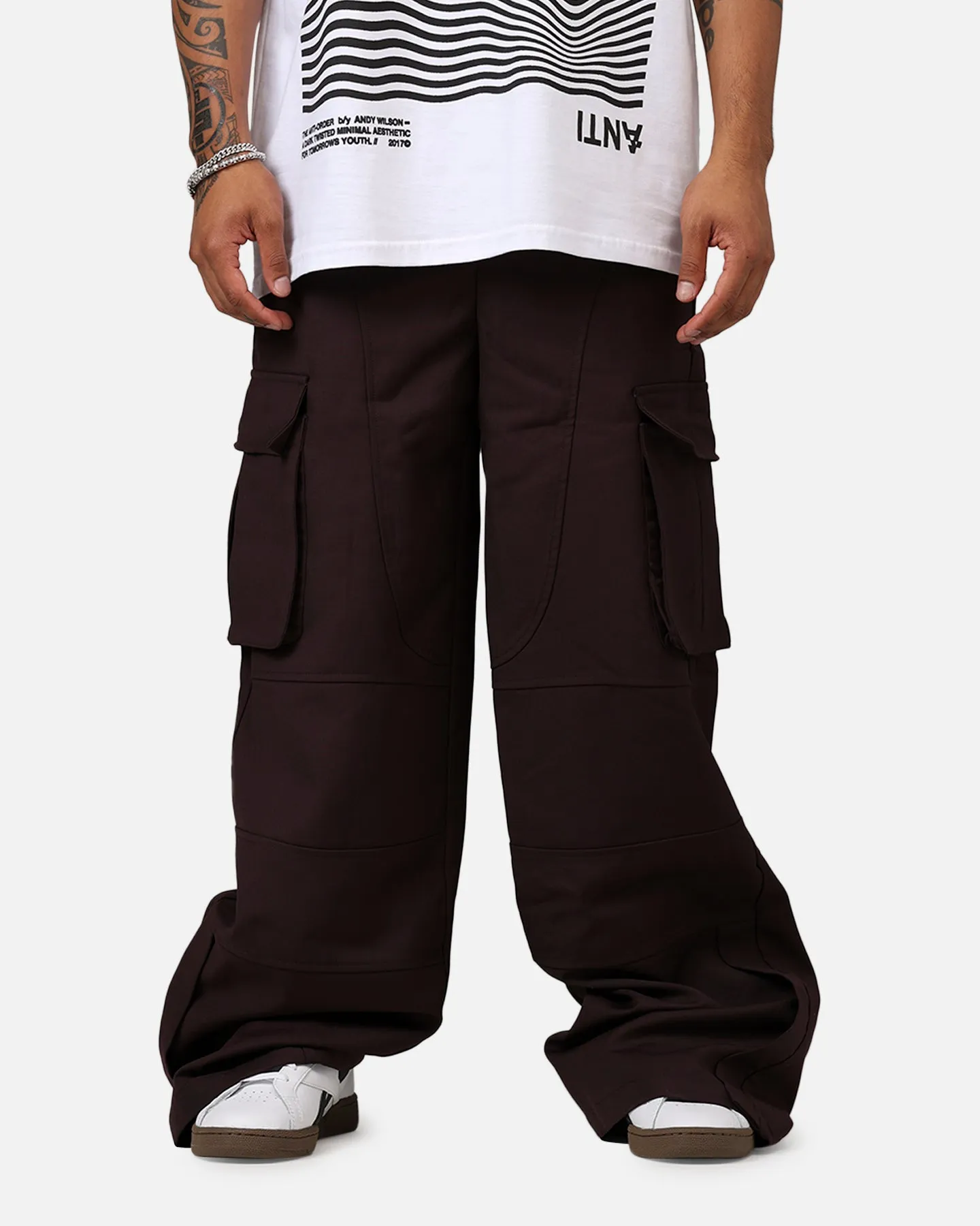 MNML Baggy Cargo Trouser Pants Burgandy