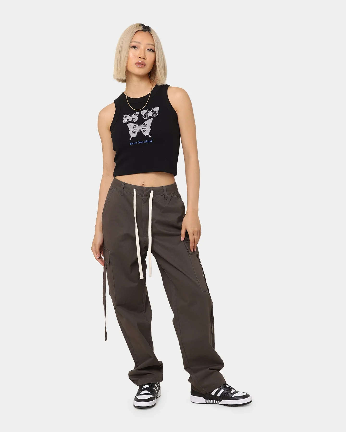 MNML Women's Baggy Cargo Pants Charcoal