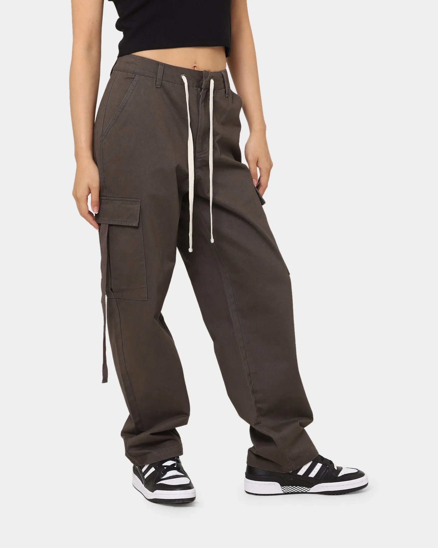 MNML Women's Baggy Cargo Pants Charcoal