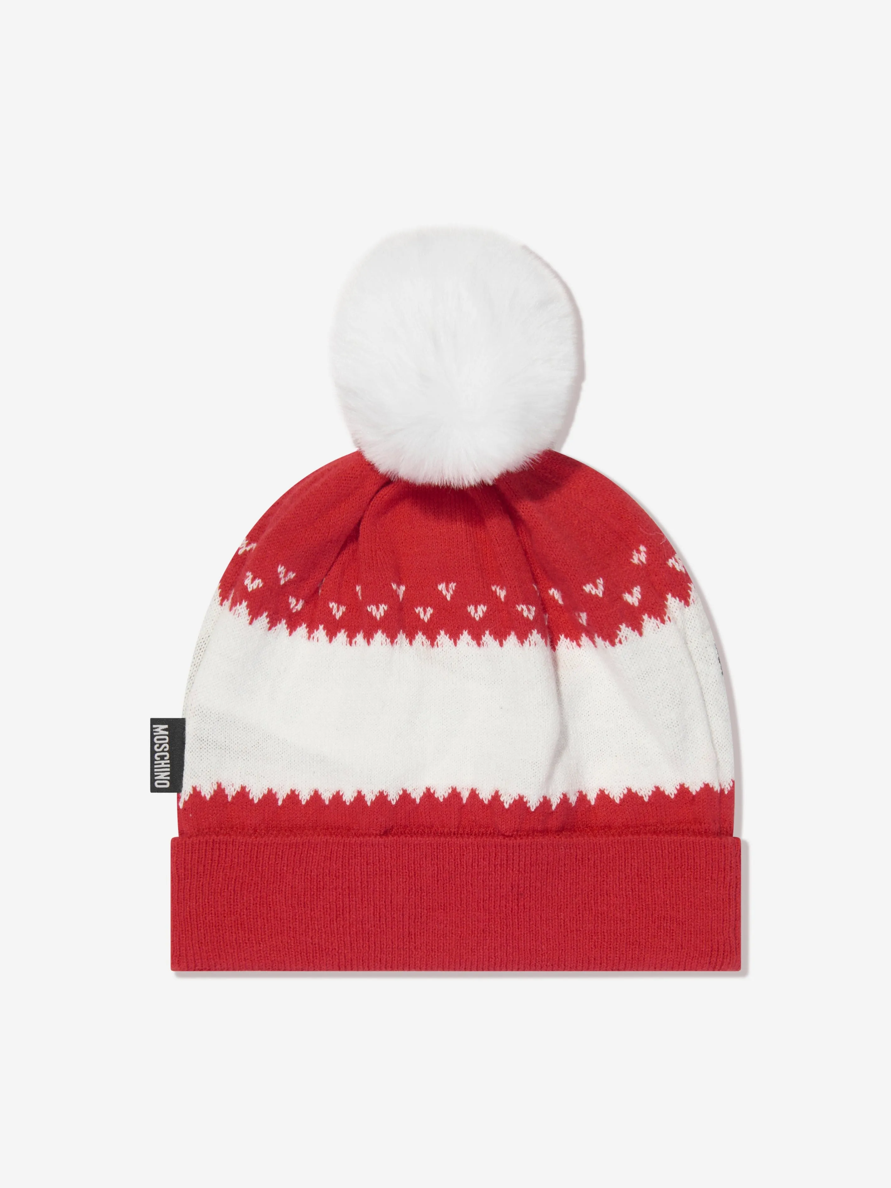 Moschino Baby Teddy Bear Bobble Hat in Red