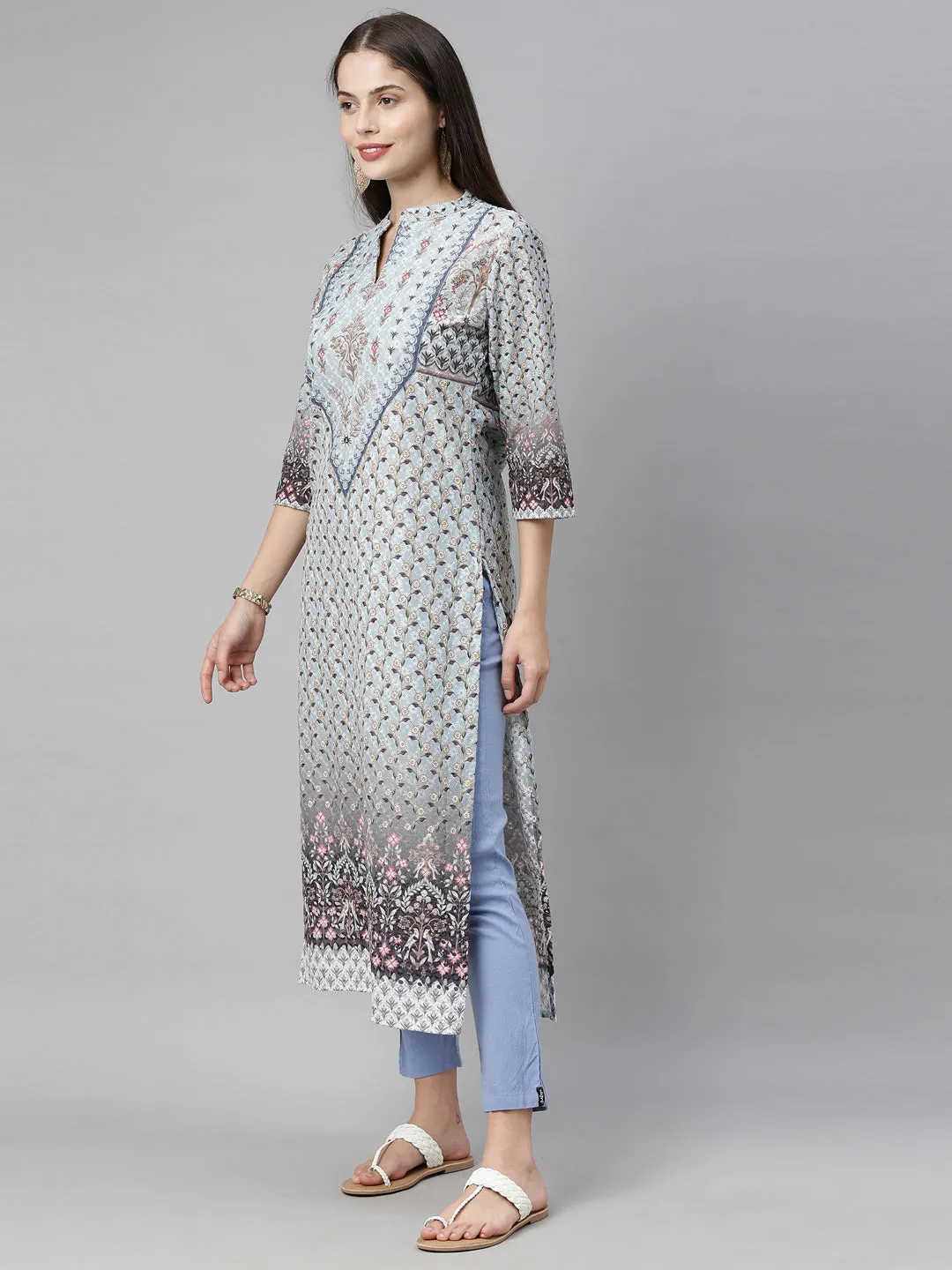 Neeru's Blue Color Chiken Fabric Tunic