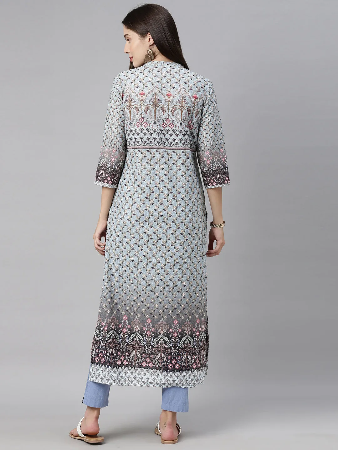 Neeru's Blue Color Chiken Fabric Tunic