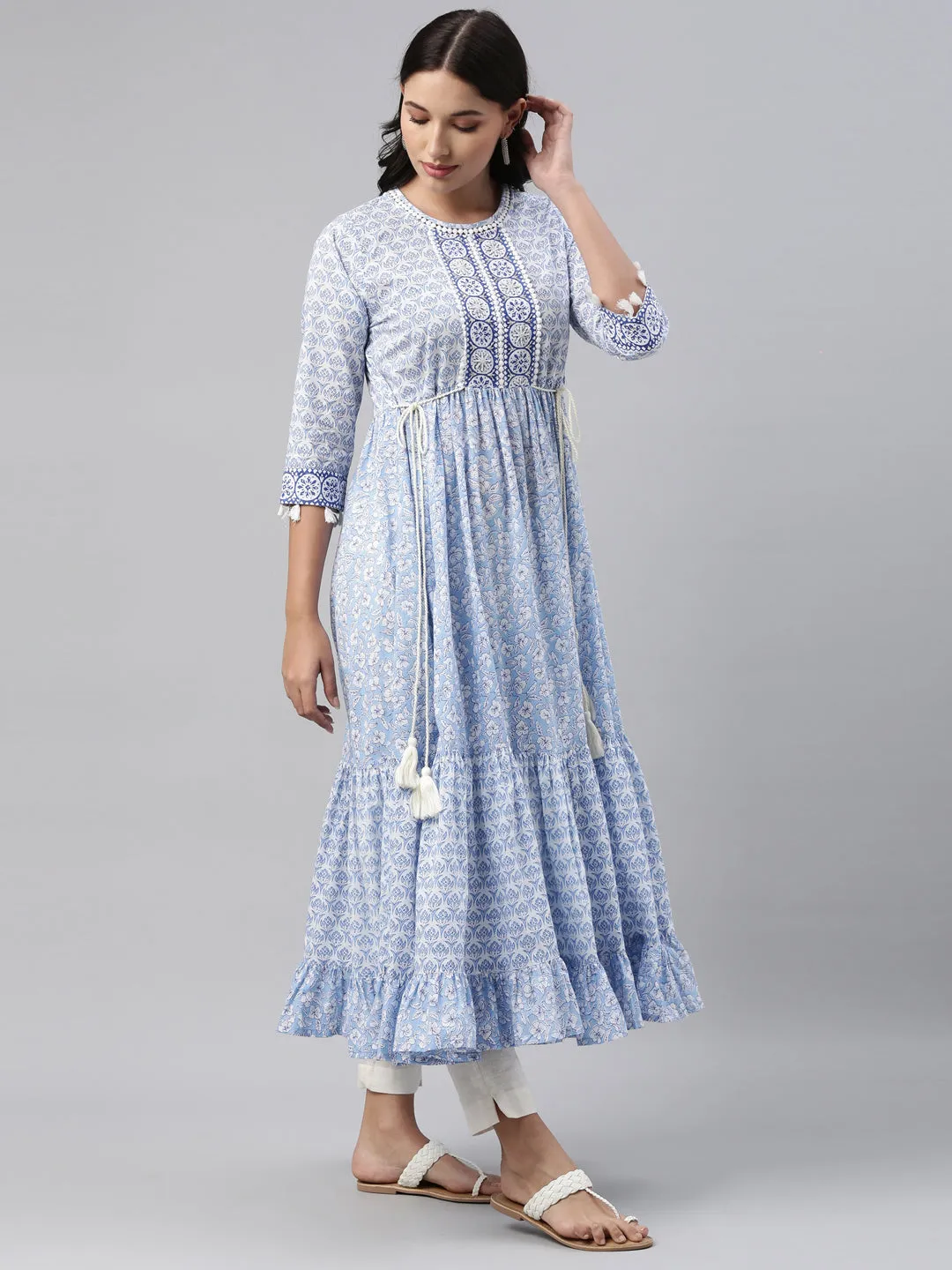 Neeru's Blue Color Cotton Fabric Tunic