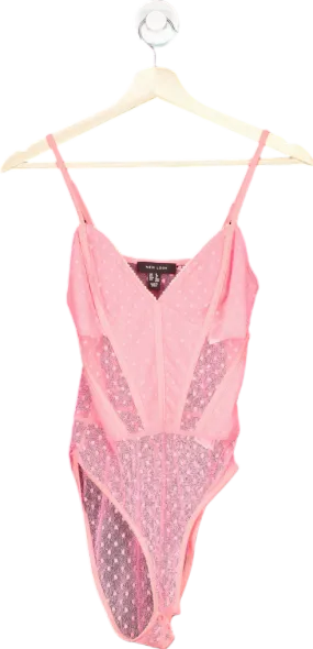 New Look Pink Lace Bodysuit UK 8