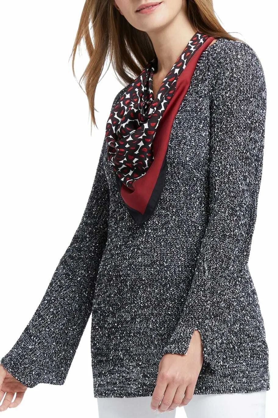 NIC ZOE Explorer V-Neck Sweater with Scarf