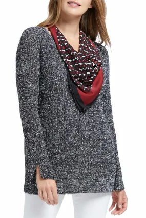 NIC ZOE Explorer V-Neck Sweater with Scarf