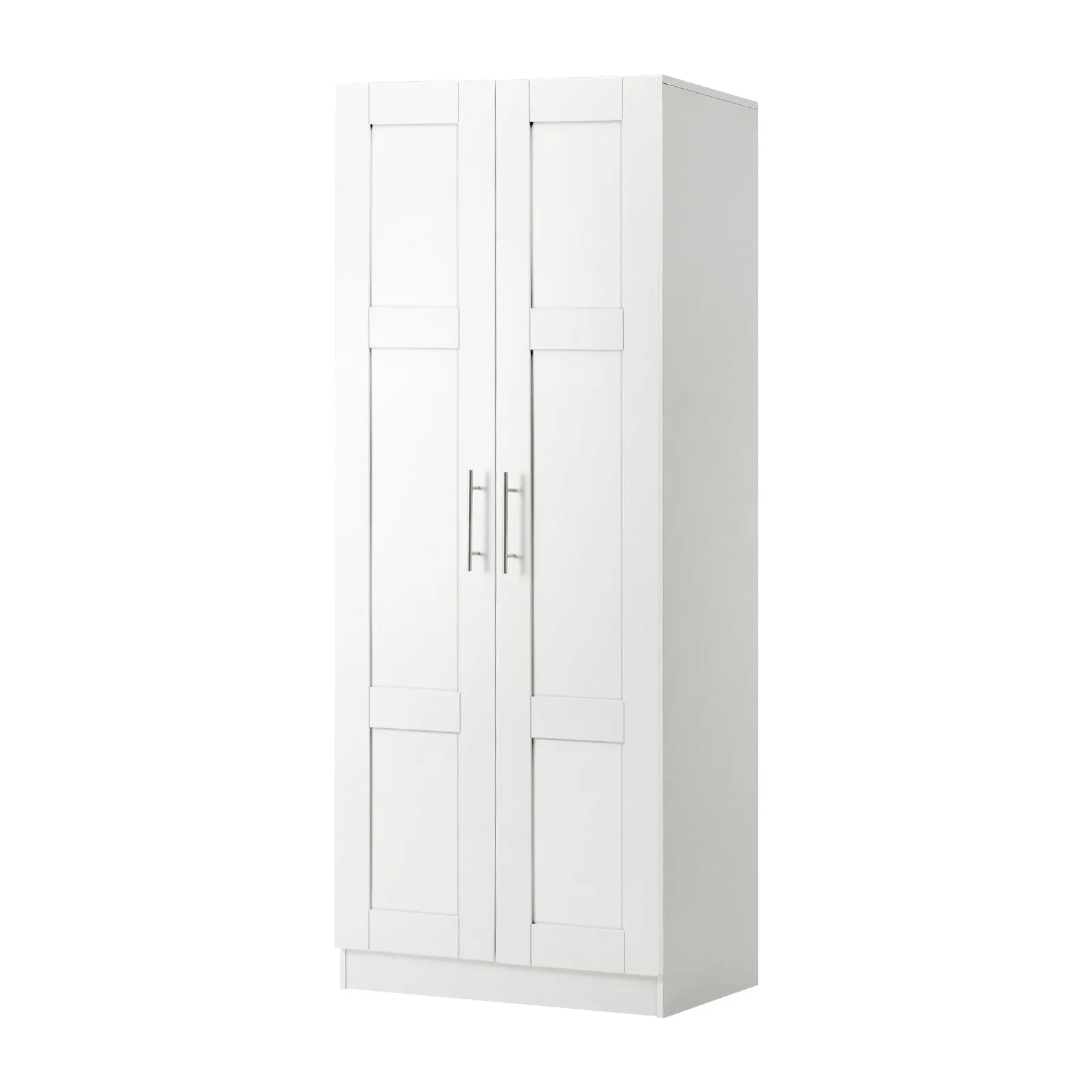 Oikiture Wardrobe Clothes Storage Cabinet Large Cupboard 2 Doors 4 Shelves White