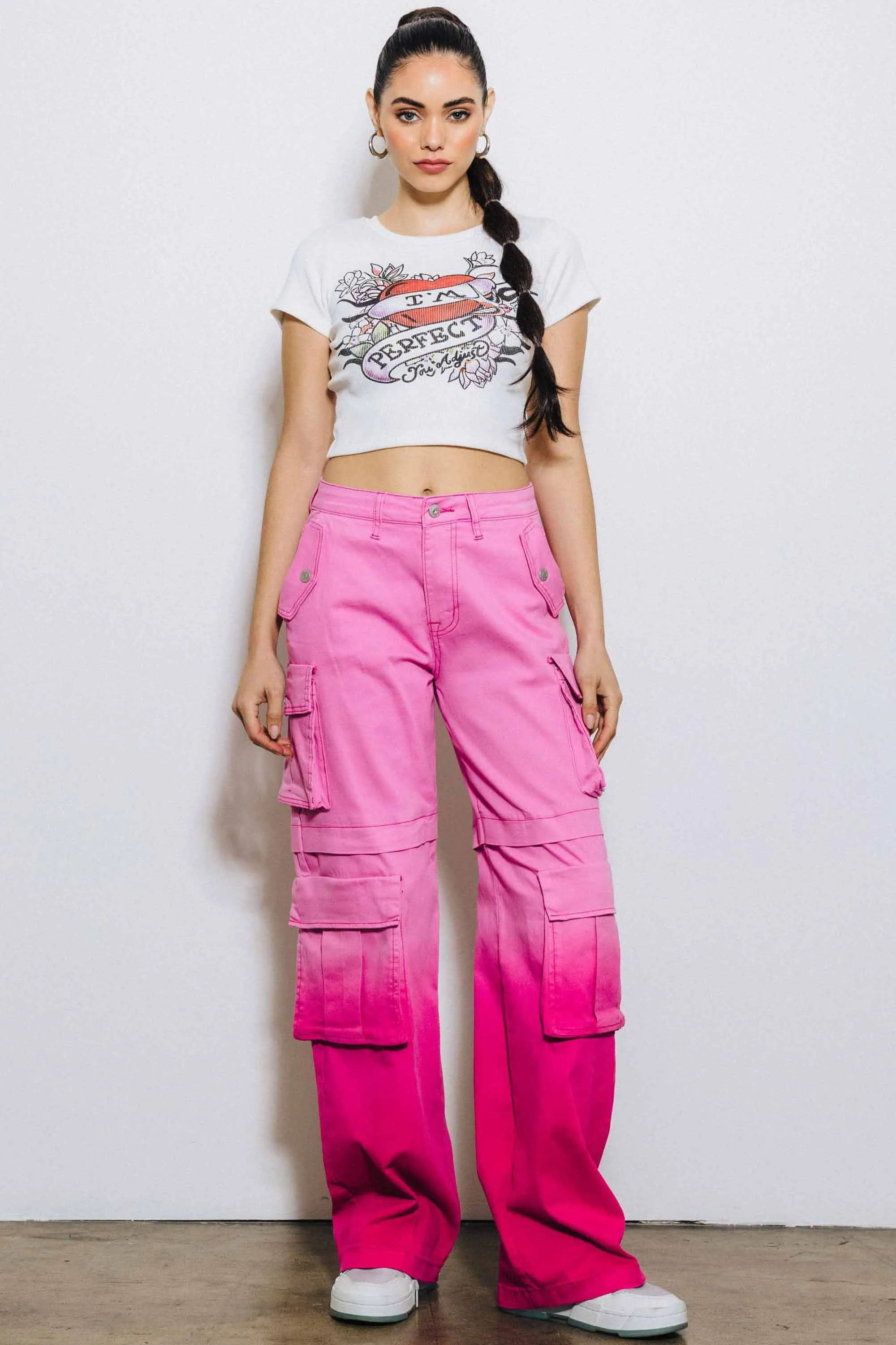 Ombre Color Cargo Wide Pants