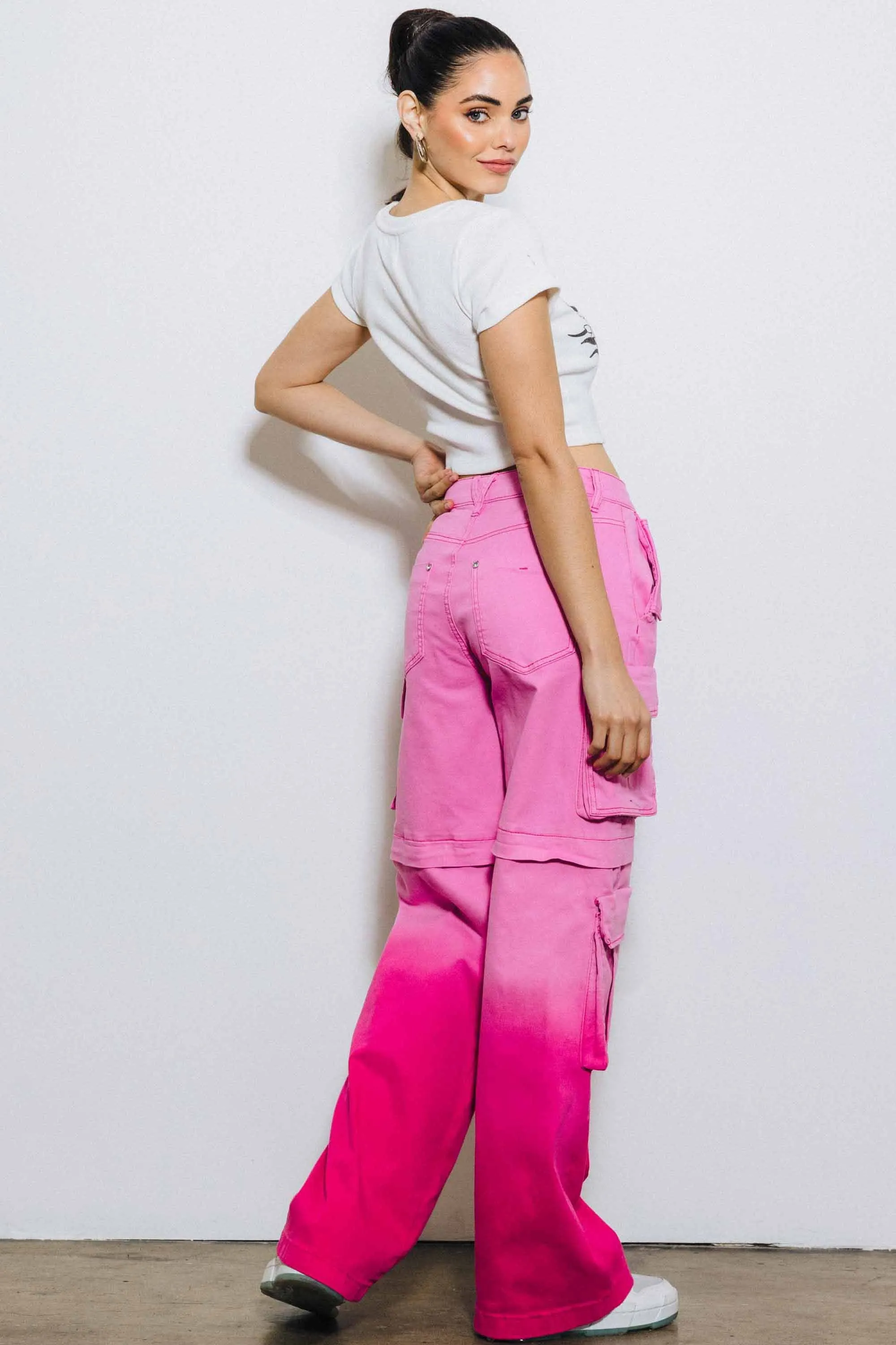 Ombre Color Cargo Wide Pants