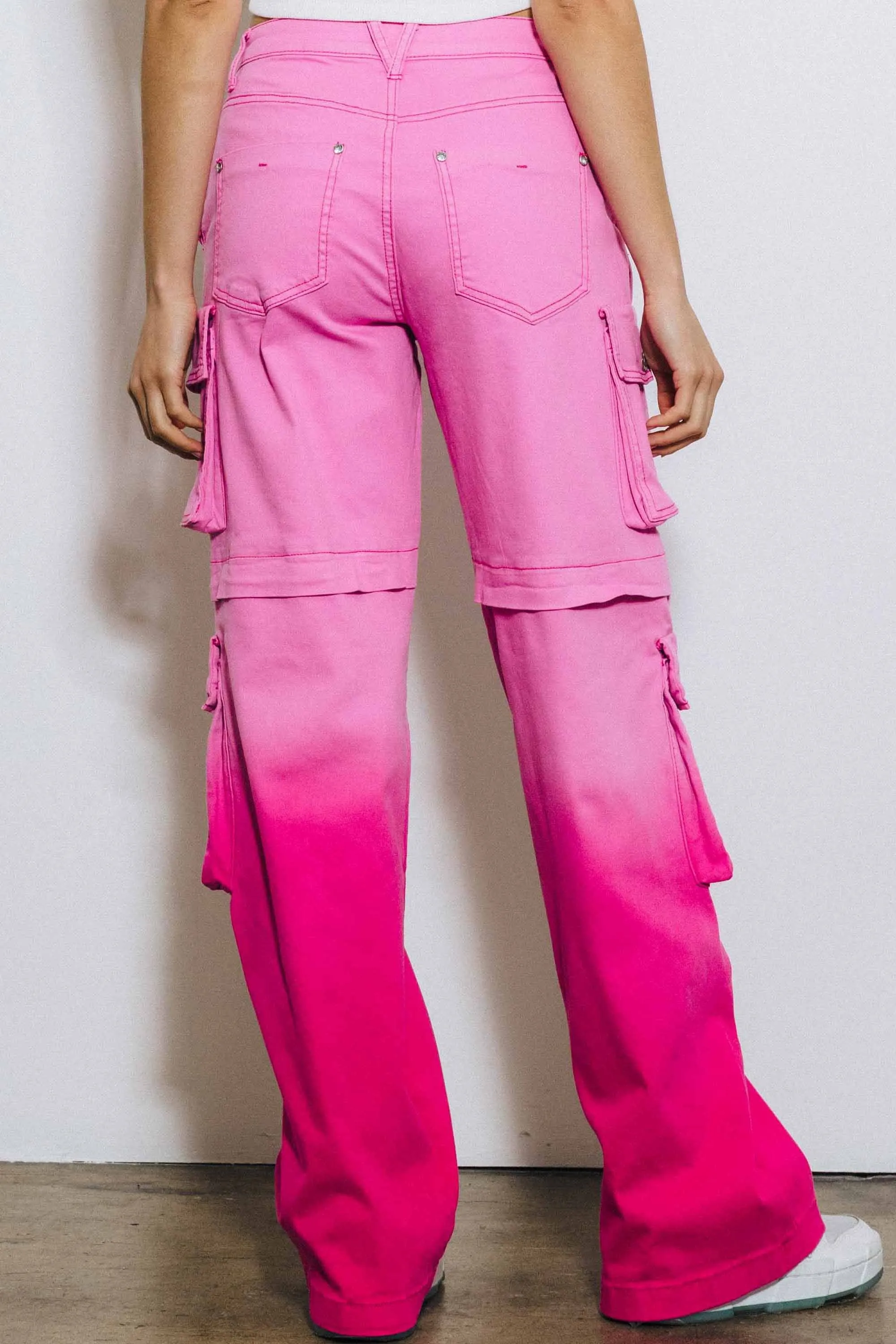 Ombre Color Cargo Wide Pants