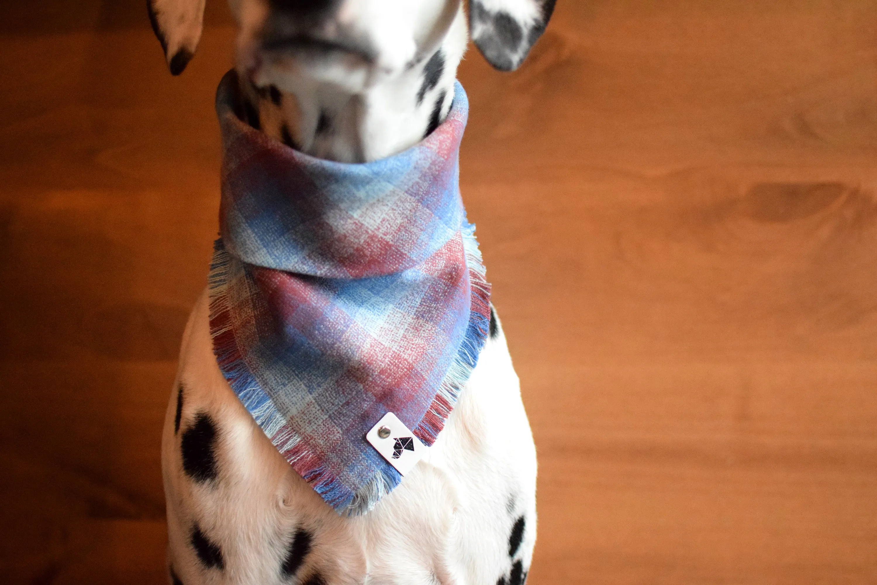 OPAL Fringed Flannel Dog Bandana - Snap/Tie On Cotton Scarf