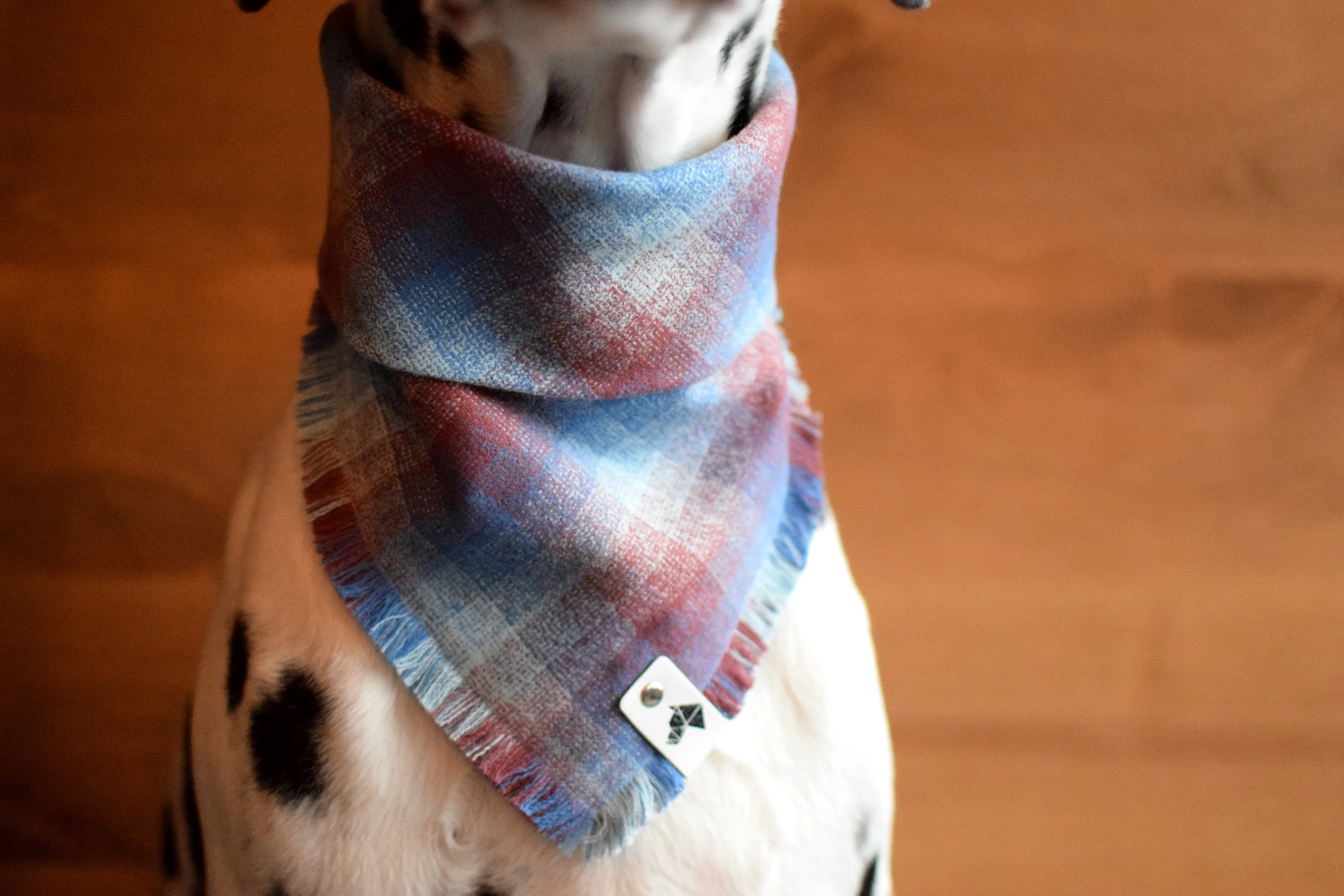 OPAL Fringed Flannel Dog Bandana - Snap/Tie On Cotton Scarf