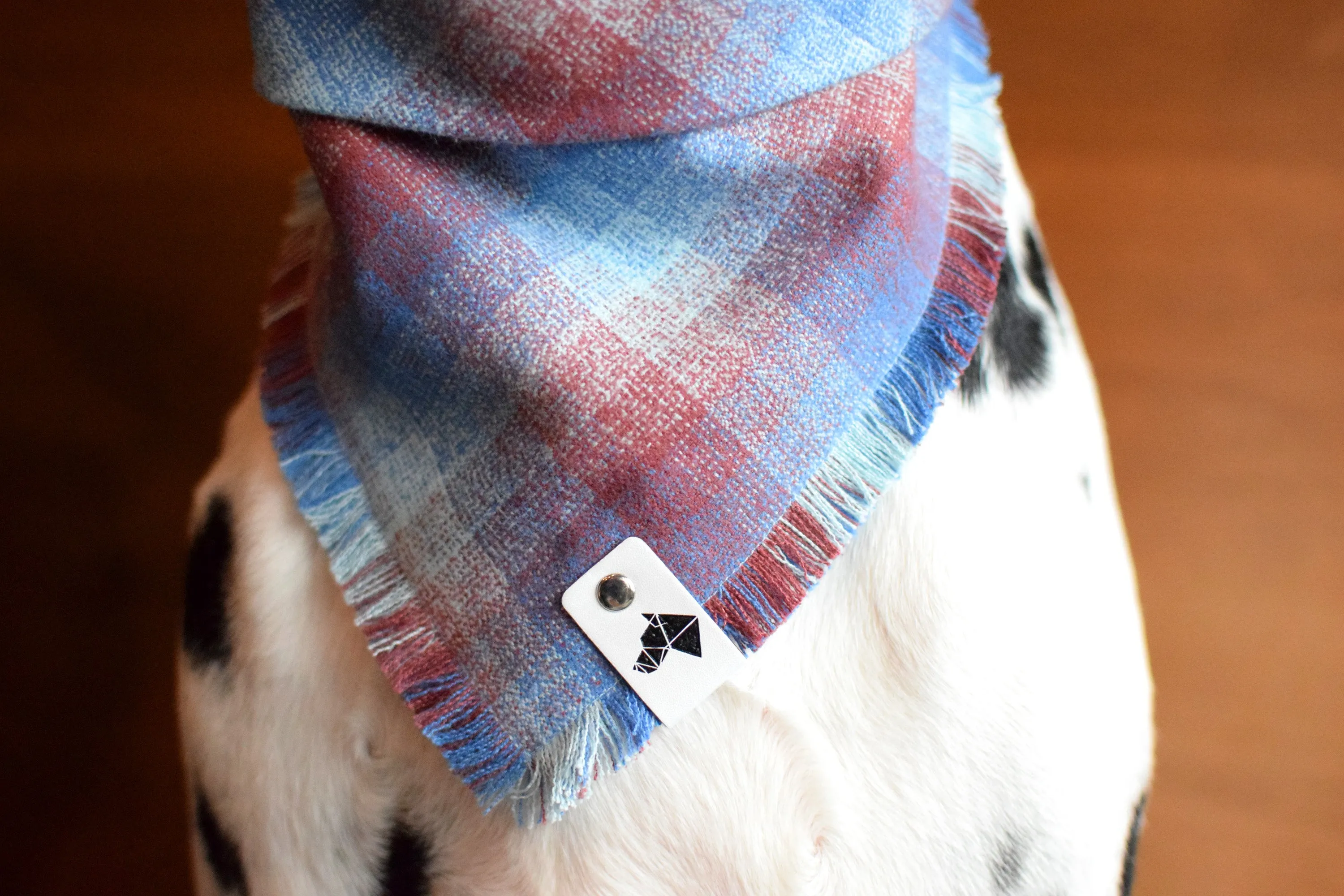 OPAL Fringed Flannel Dog Bandana - Snap/Tie On Cotton Scarf