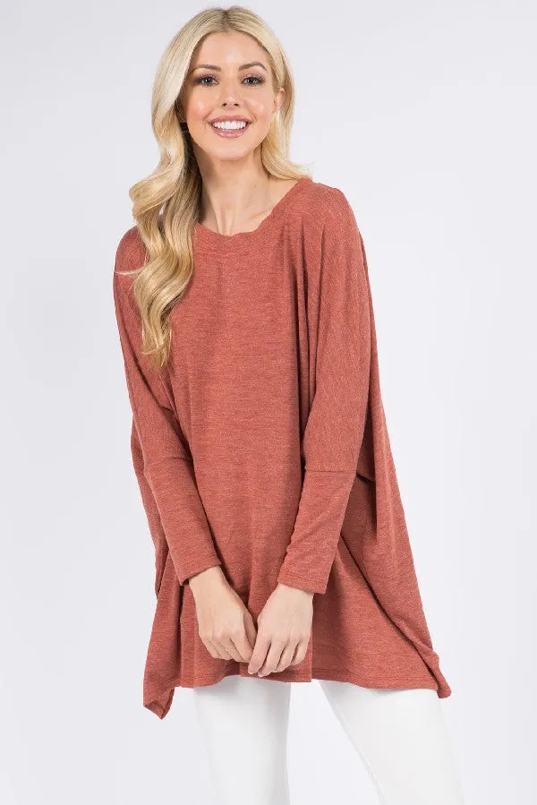 Oversized Dolman Sleeve Tunic Top