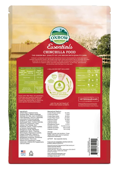 Oxbow Essentials - Chinchilla Food (3 lbs)