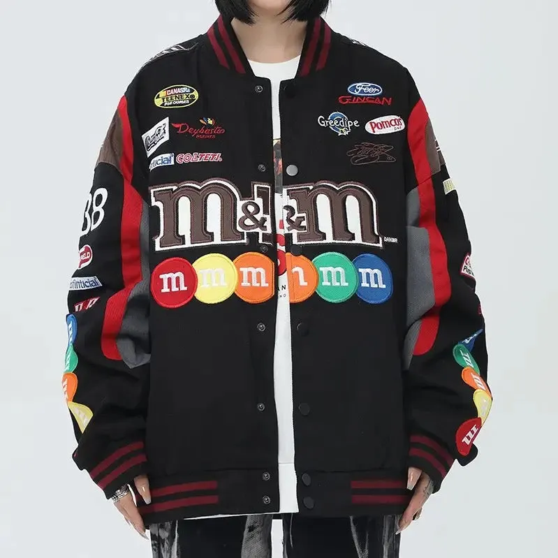 Patched Letterman Racing Jacket