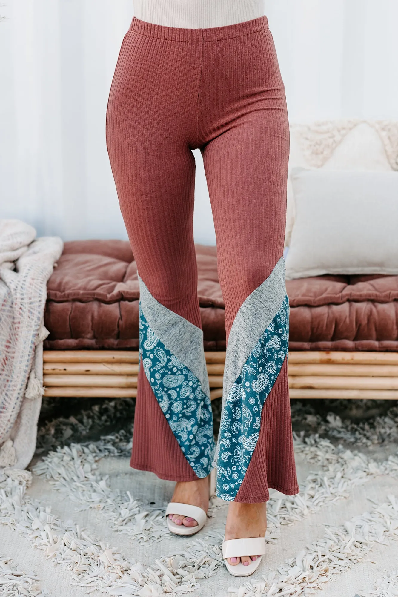 Peaceful Presence High Waist Flare Pants (Cinnamon)