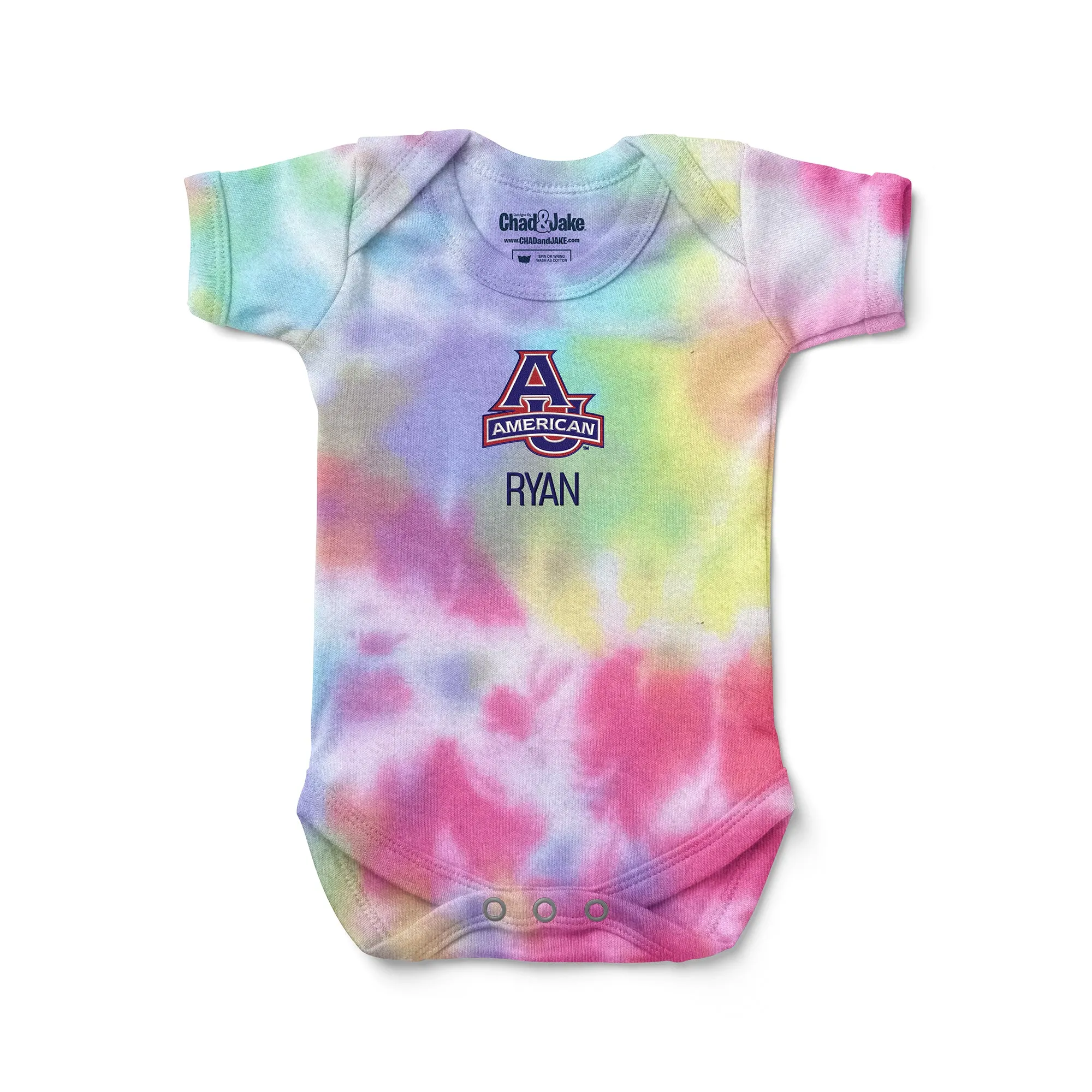 Personalized American University Eagles Tie Dye Bodysuit