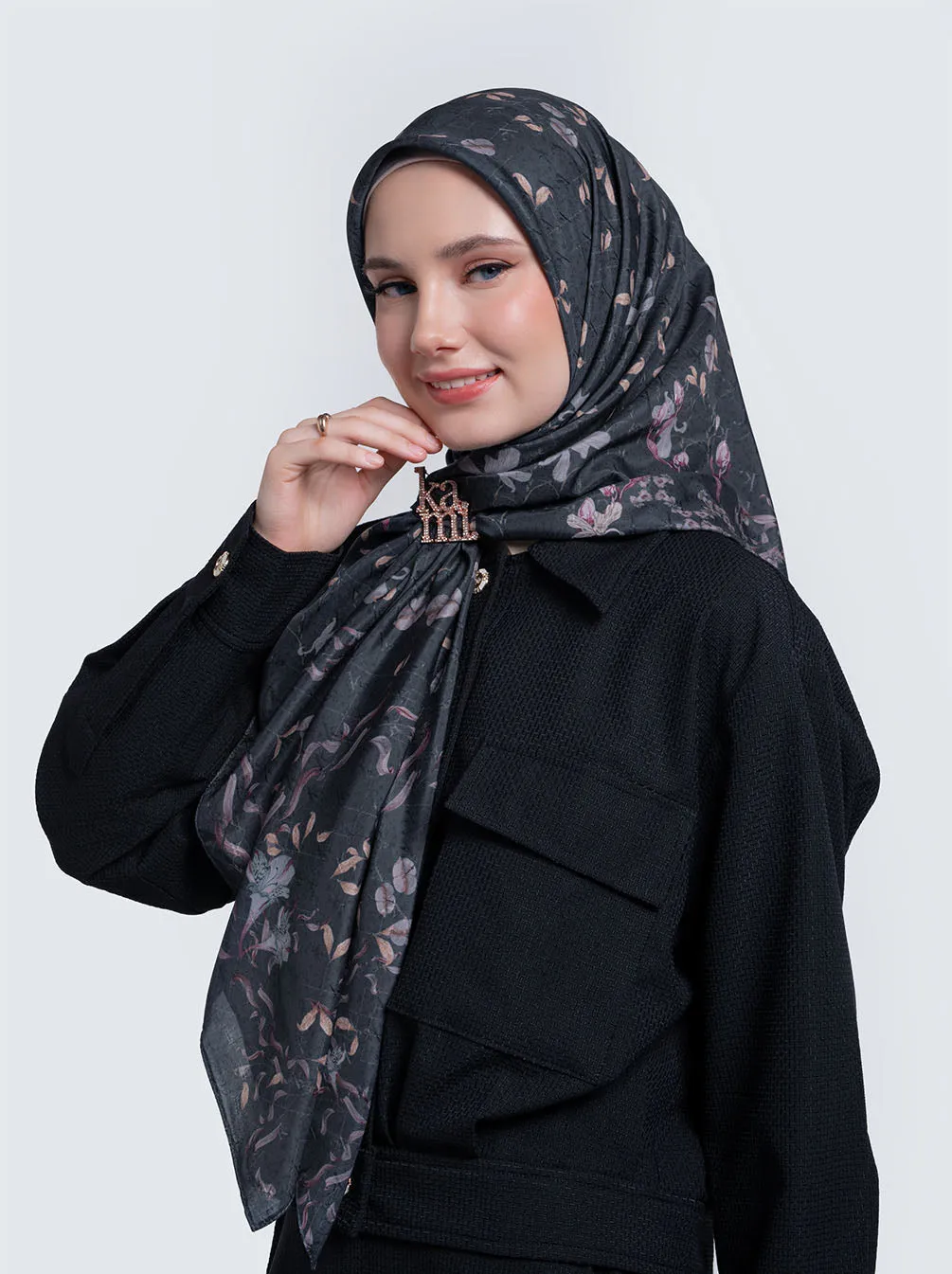 PETALLY SIGNATURE SCARF CHARCOAL