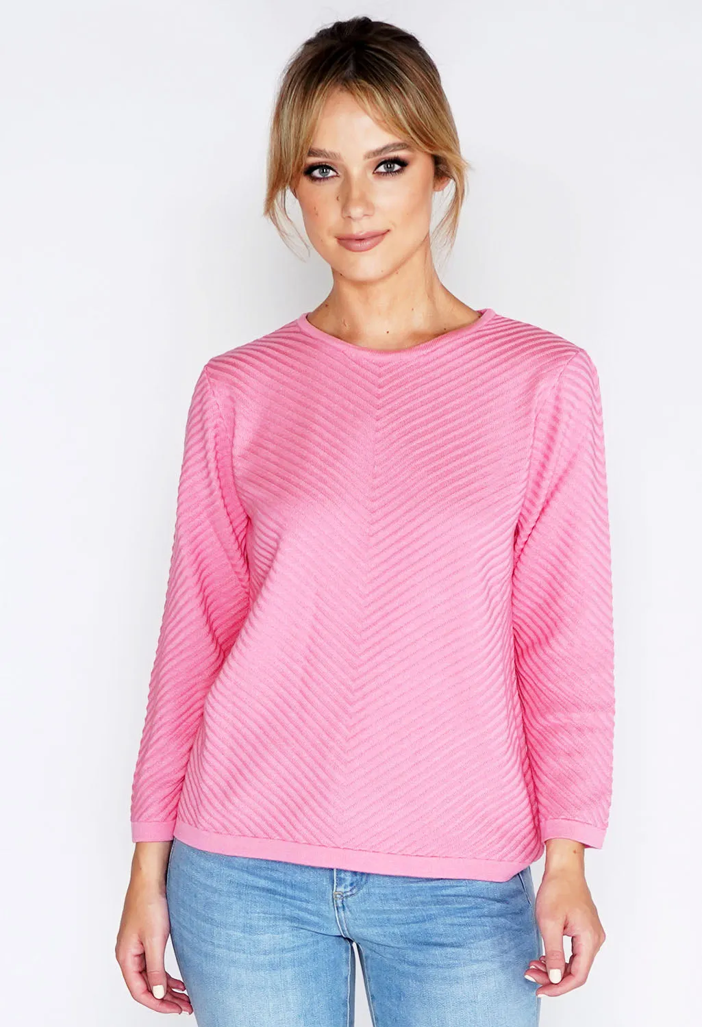 Pink Chevron Stripe Knit