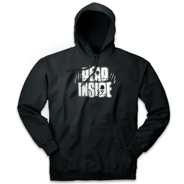 Pins & Bones Zombie Hoodie, Dead Inside, Zombie Clothes, Black Unisex Pullover Hoodie