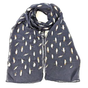 Playing Penguins Scarf - Navy Blue