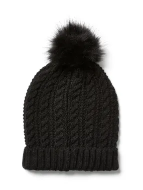 Pom-Pom Cable-Knit Hat