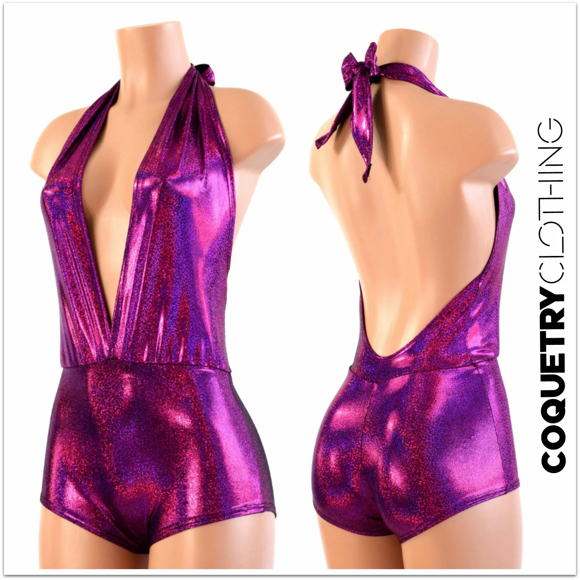 "Josie" Romper in Fuchsia Sparkly Jewel Holographic