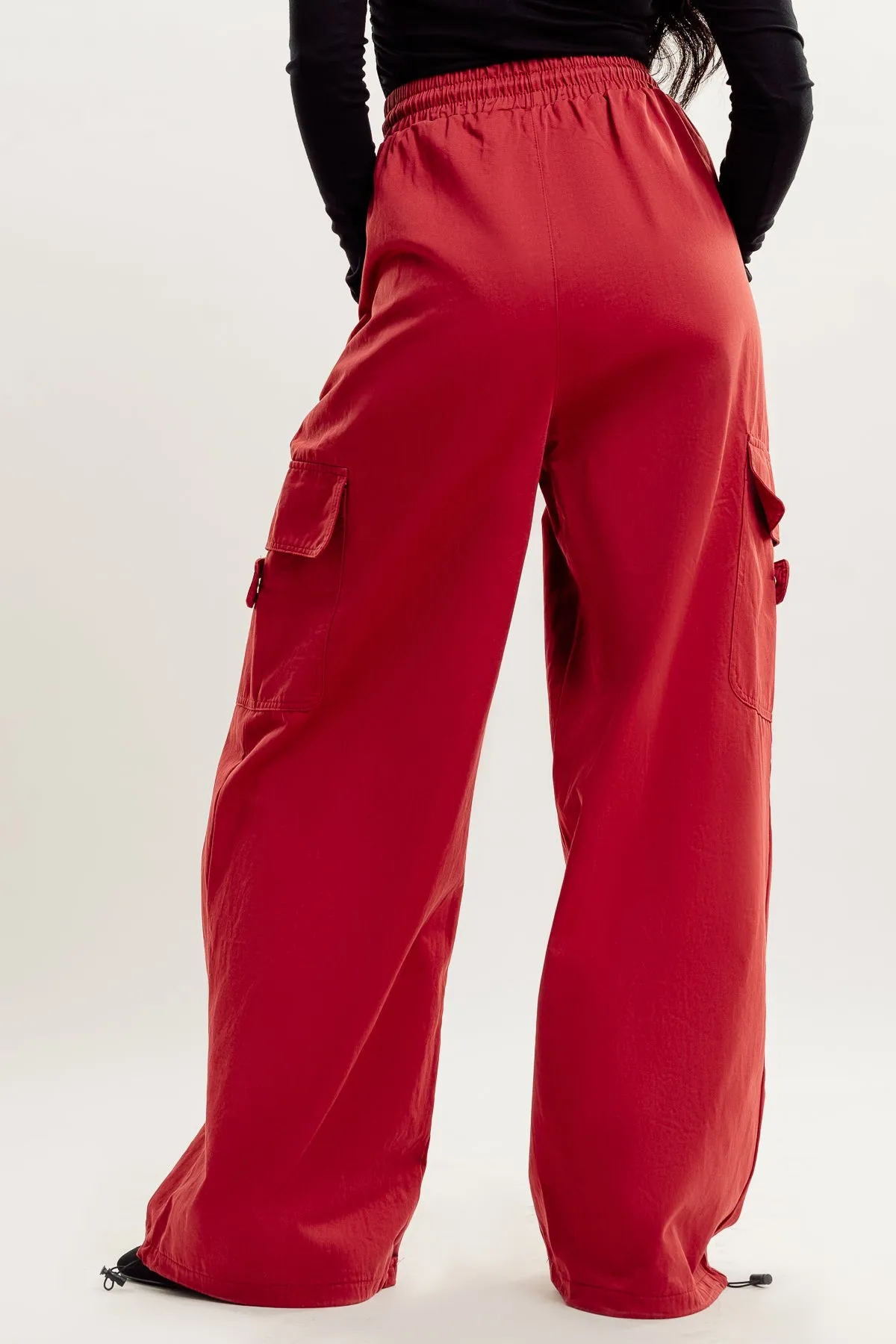 Red Drawstring Cargo Pant