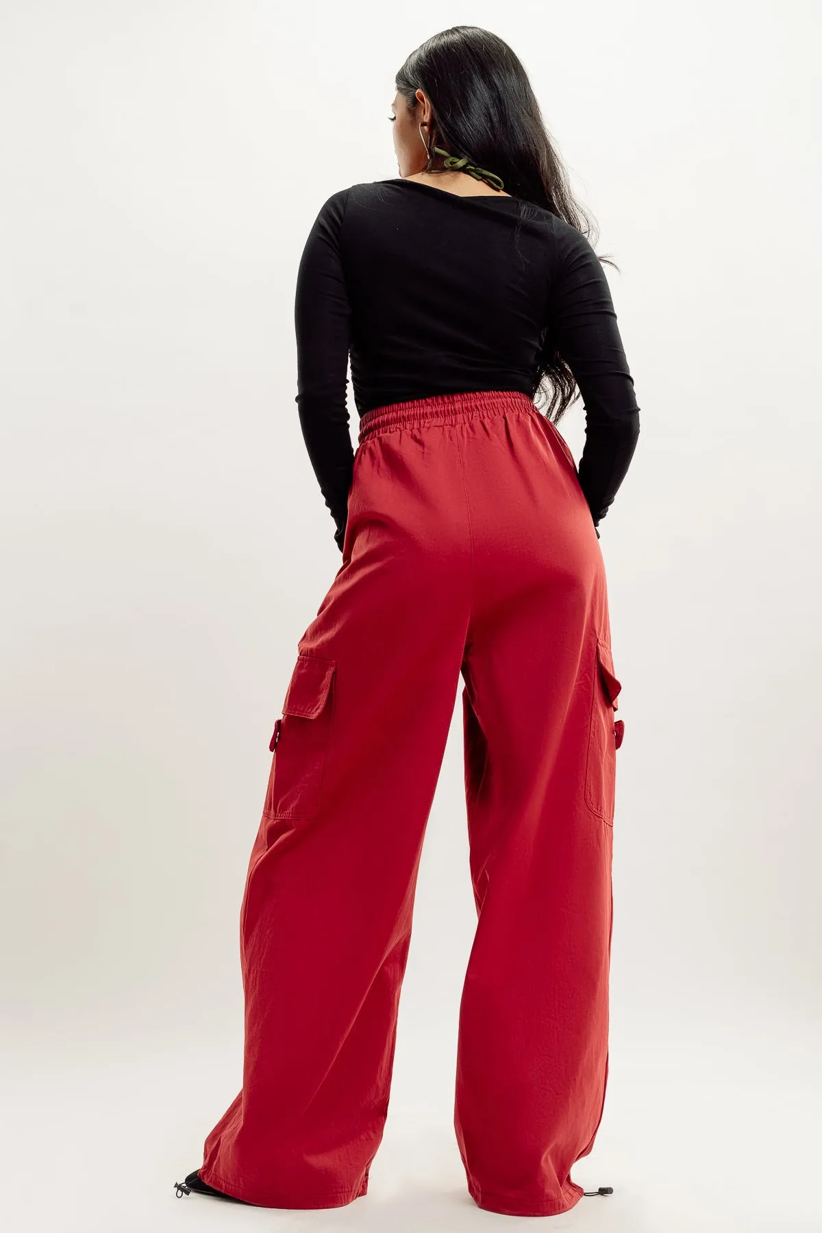 Red Drawstring Cargo Pant