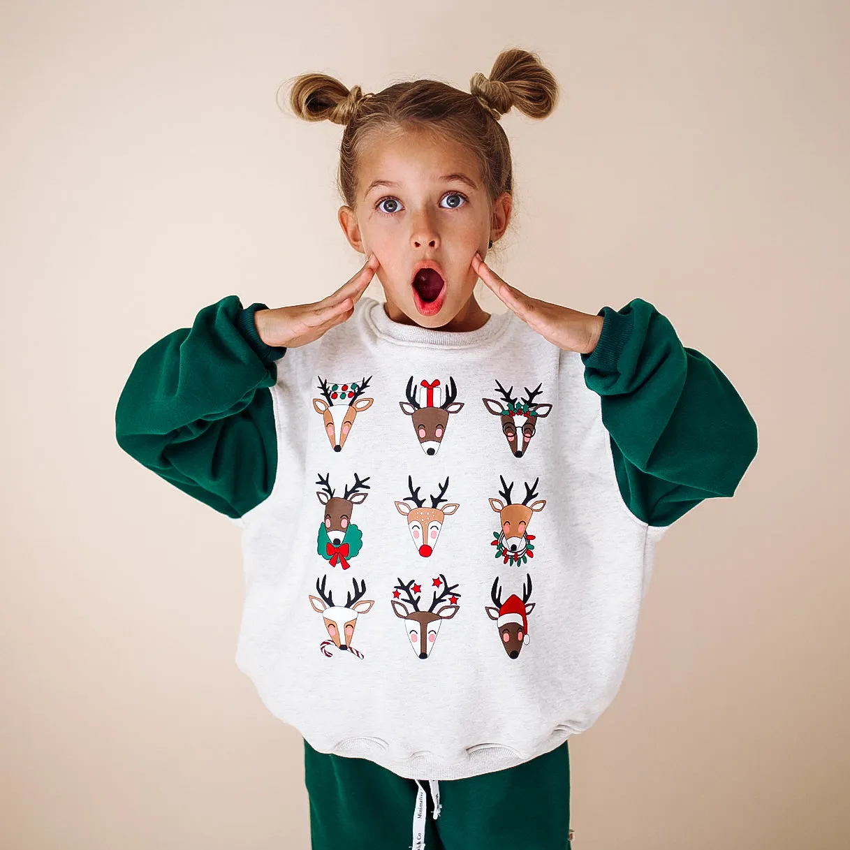 REINDEERS | printed front & back | colorblock oversized drop shoulder pullover | KIDS