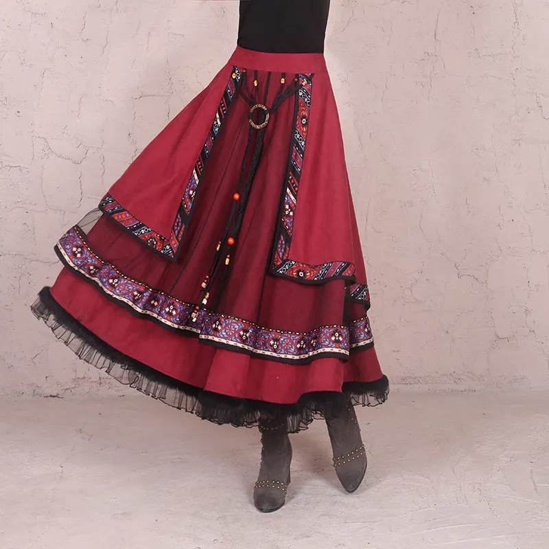 Retro national style half skirt big swing skirt dance Square Dance Costume Dance