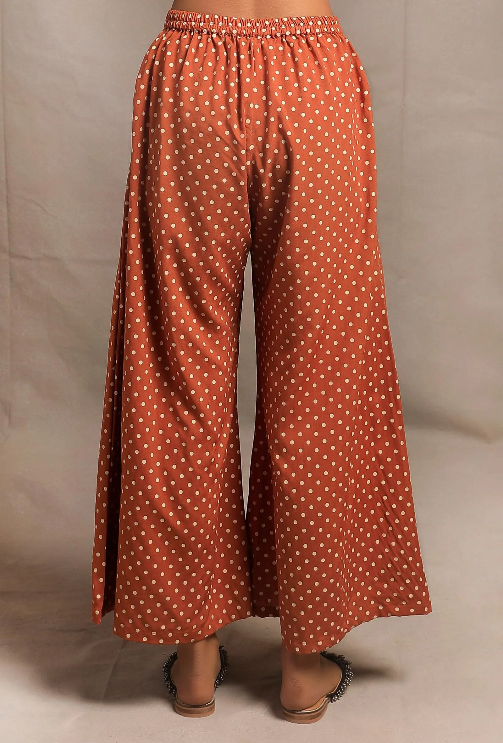 Rust Orange Hand Block Printed Palazzo Pants