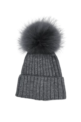 Serena Wool Hat with Detachable Fox Fur Pompom