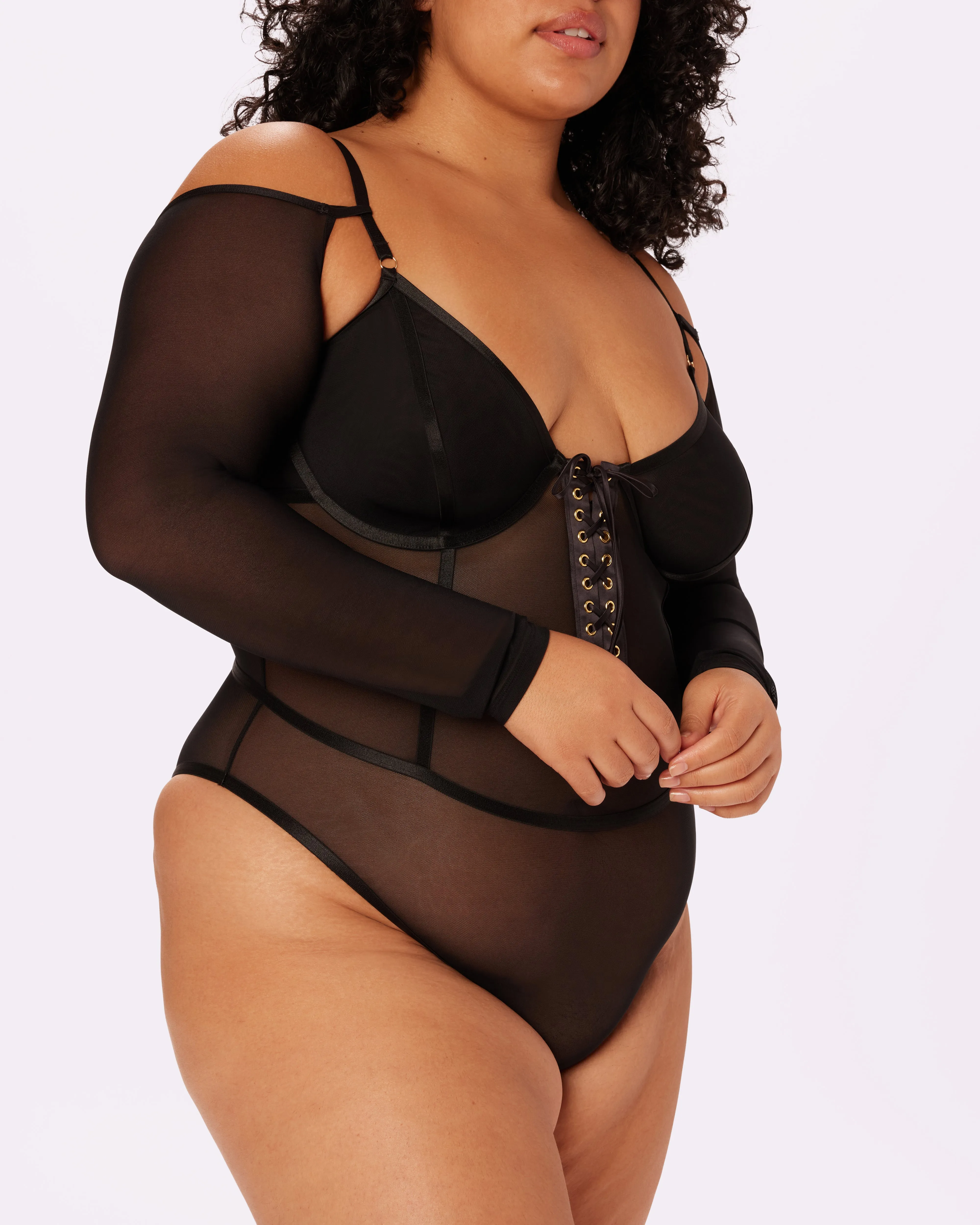 Sheer Sculpt Convertible Sleeve Bodysuit | Silky Mesh | Archive (Eightball)